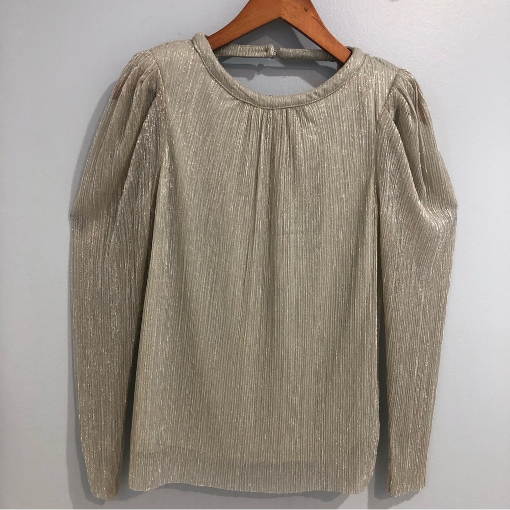 Vince Camuto Long Sleeve Metallic Silver Blouse Top, size small
